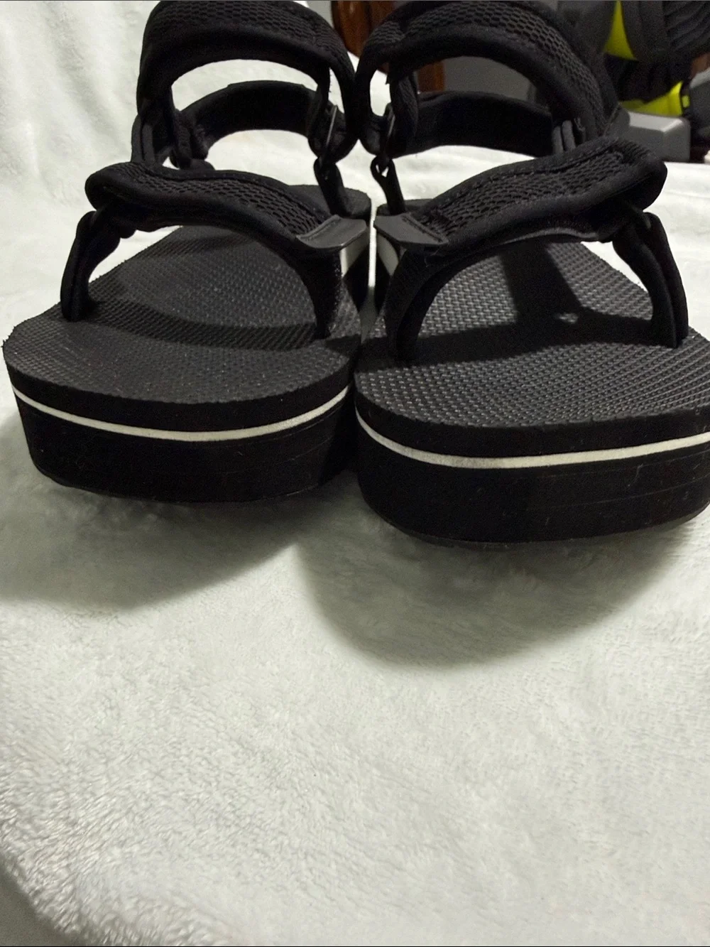 Teva Black Platform Sandals with White Midsole Stripe